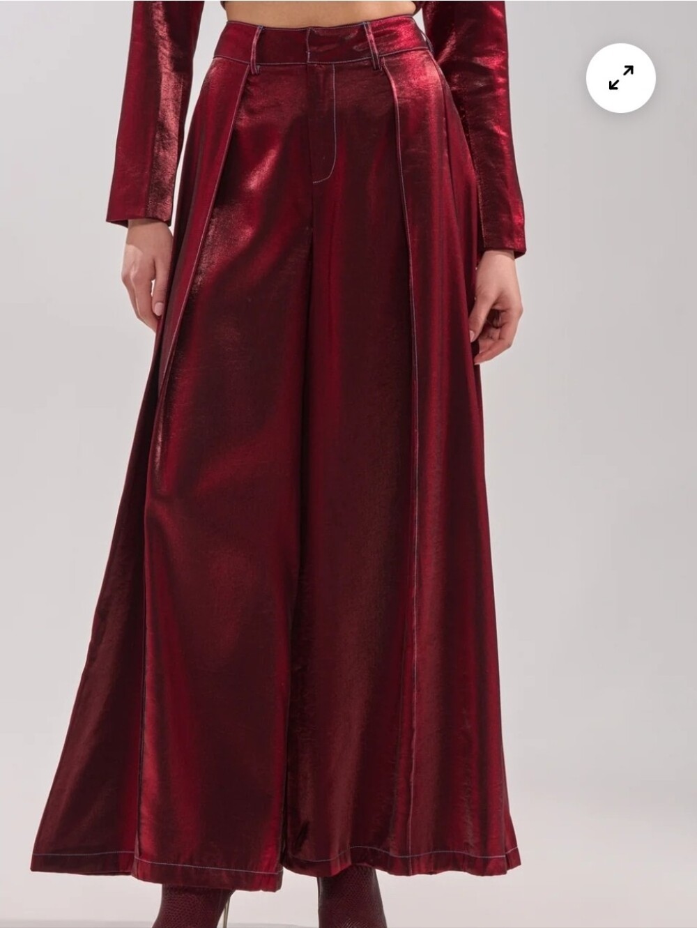 Red Metallic Wide-Leg PANTS Sz Xl